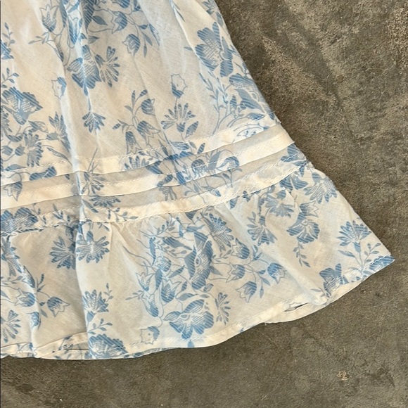 Chaps Denim Cottagecore Floral Skirt Shabby Chic Feminine Romantic Cotton Size 6 - Picture 6 of 8